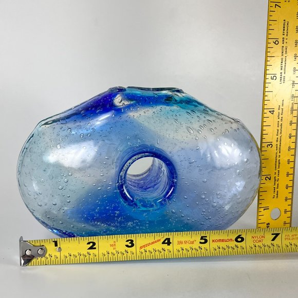 Margies Garden Vase Blue Creative Arts Hand Blown Artisan Westlake Village Cal - Picture 9 of 12